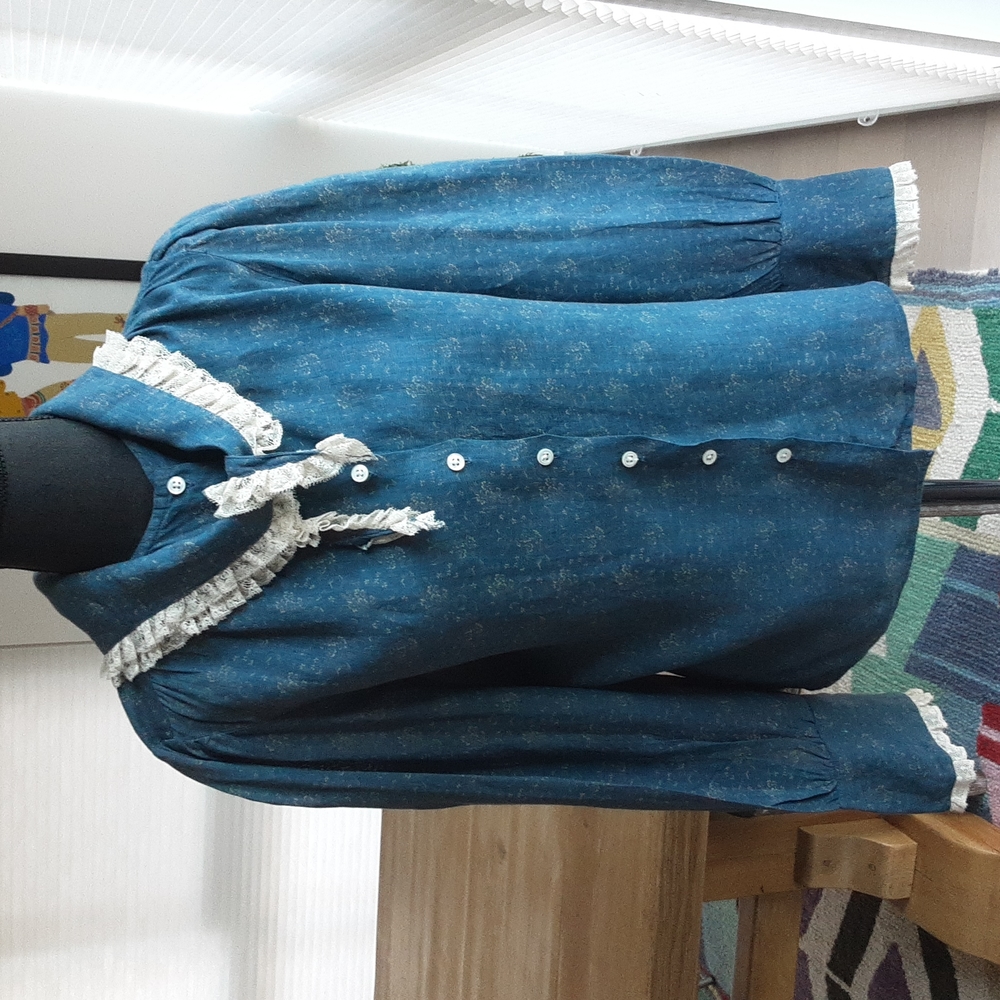 Ralph Lauren Blue Label Linen and Lace Scarf Vintage Prairie Blouse